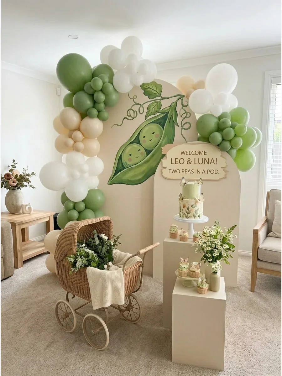 Two Peas in a Pod Balloon Backdrop support view 1