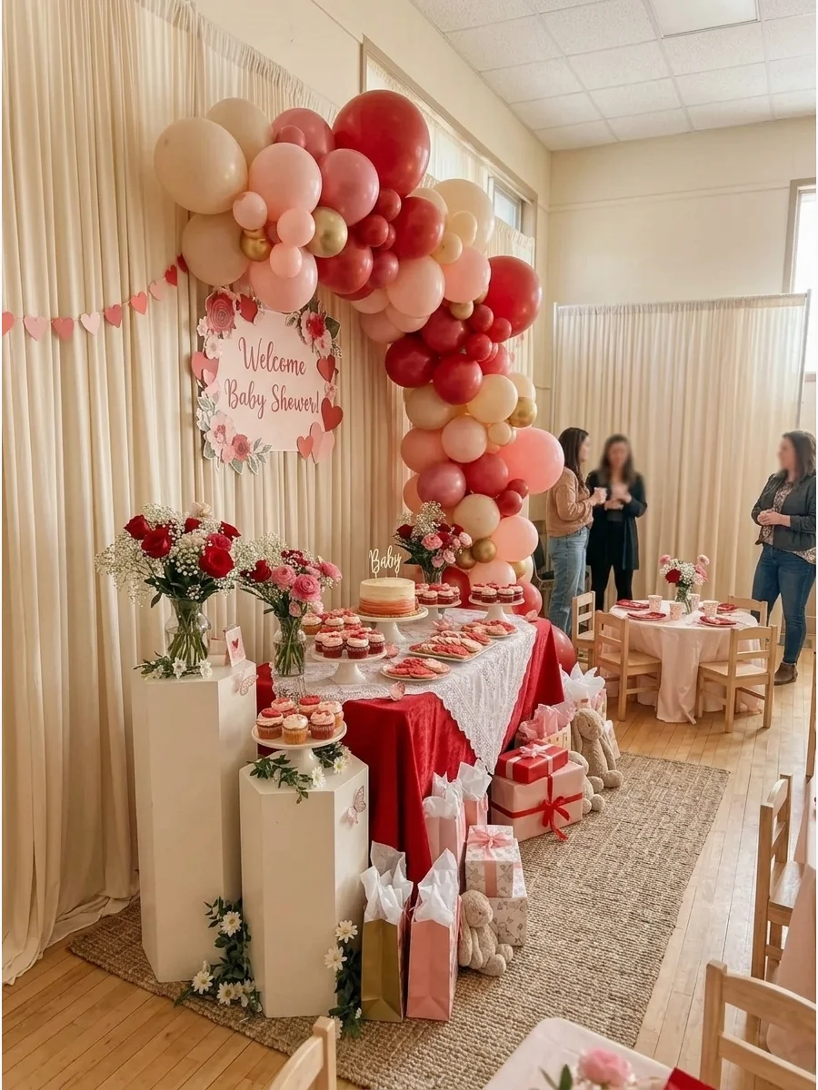 Classic Red and Pink Valentine Baby Shower support view 1