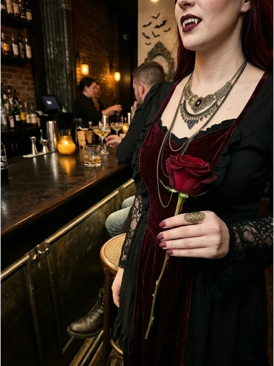 Black and Burgundy Vampire support view 1