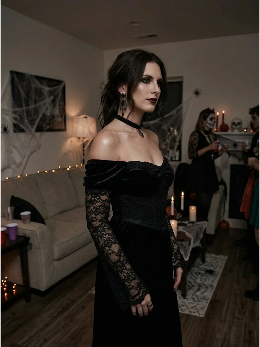 Bare-Shoulder Vampiress support view 1