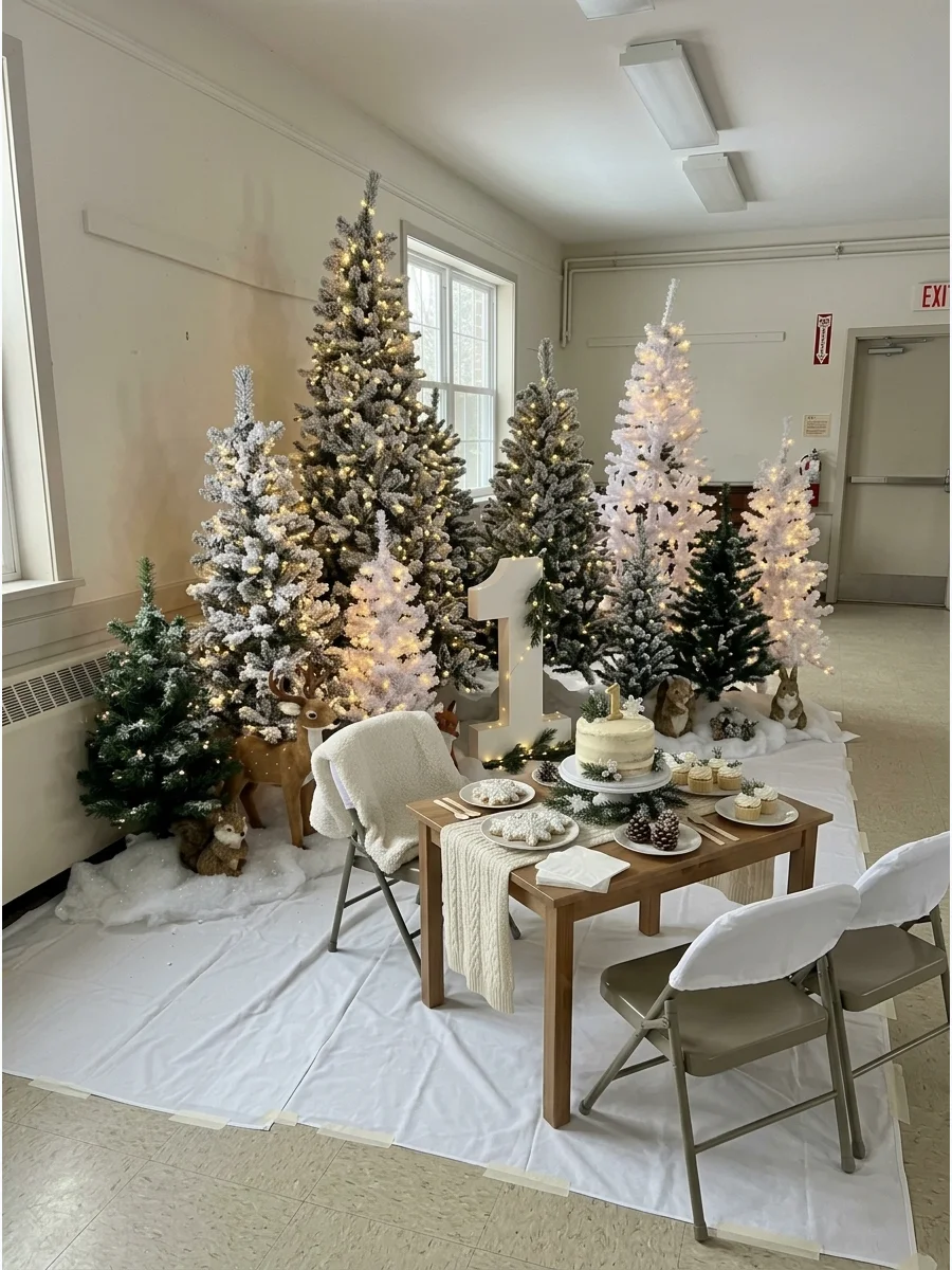 Snowy Forest First Birthday support view 1