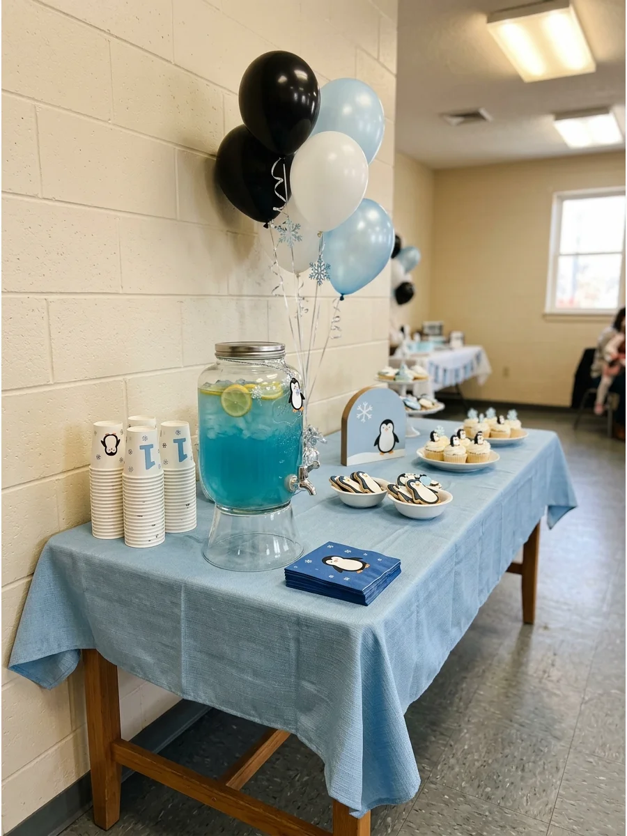 Theme Drink Station 1st birthday party ideas winter