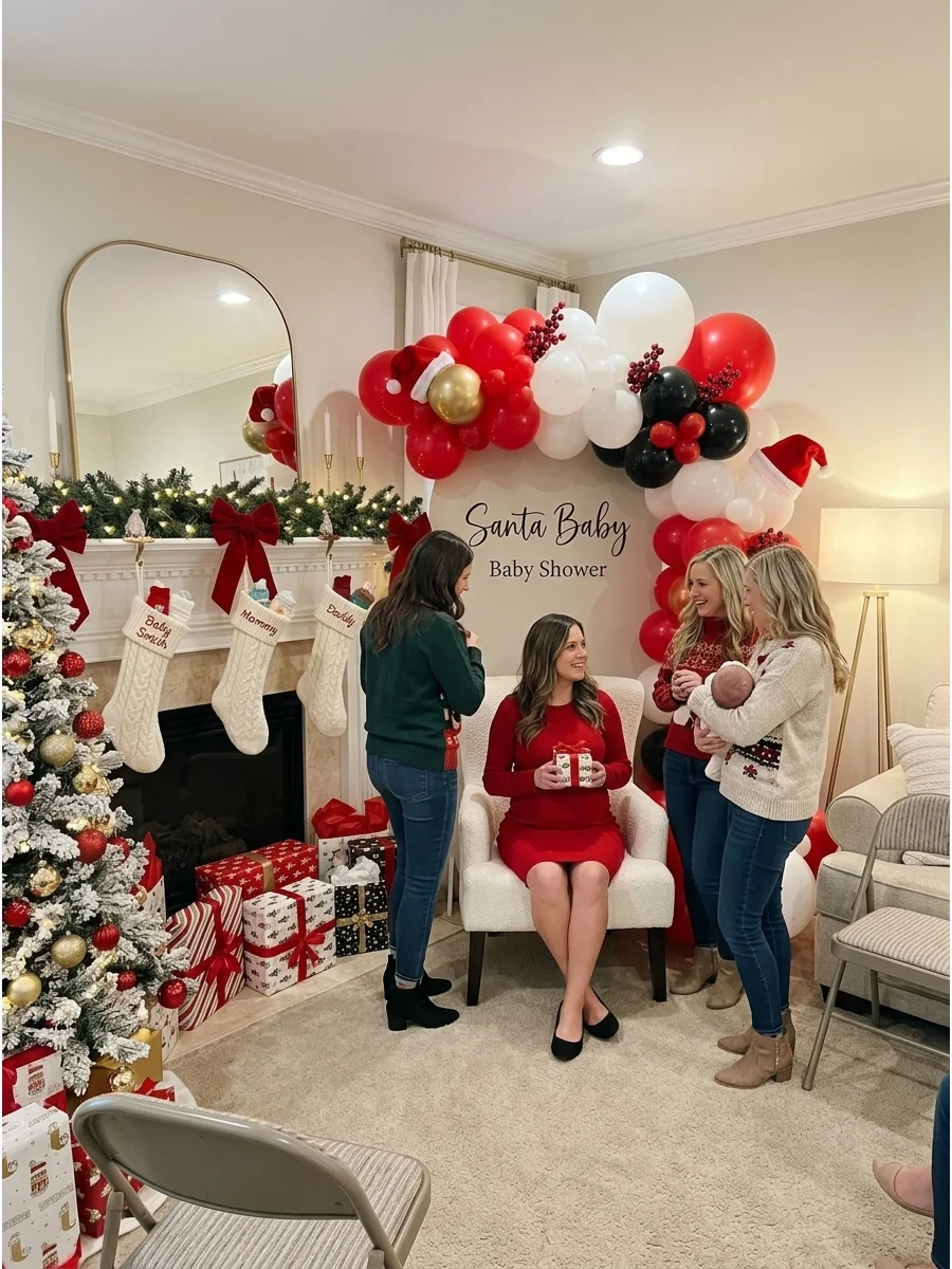 Santa Baby Christmas Baby Shower support view 1