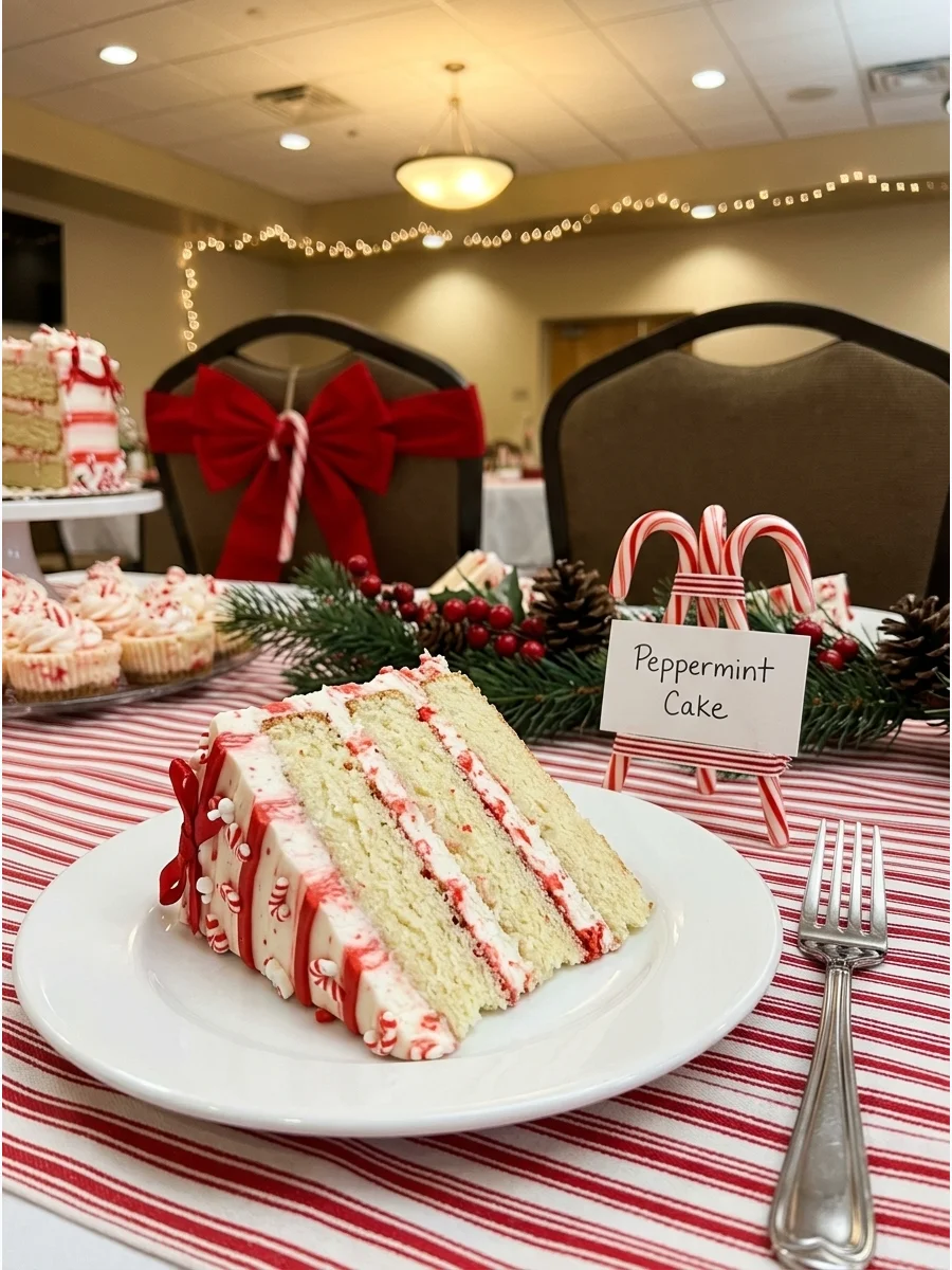 Candy cane themed baby shower with red and white striped decor.