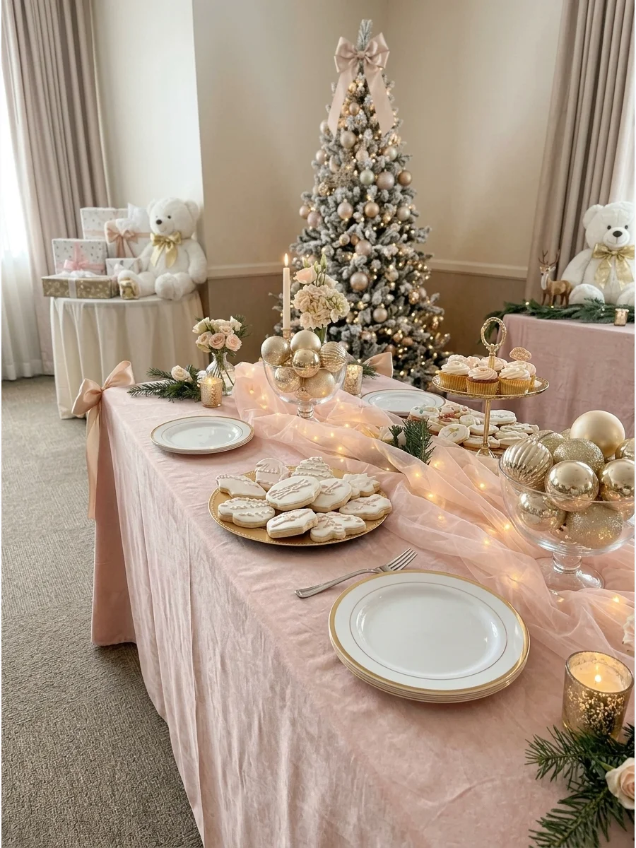 Blush and Gold Christmas Baby Shower support view 1