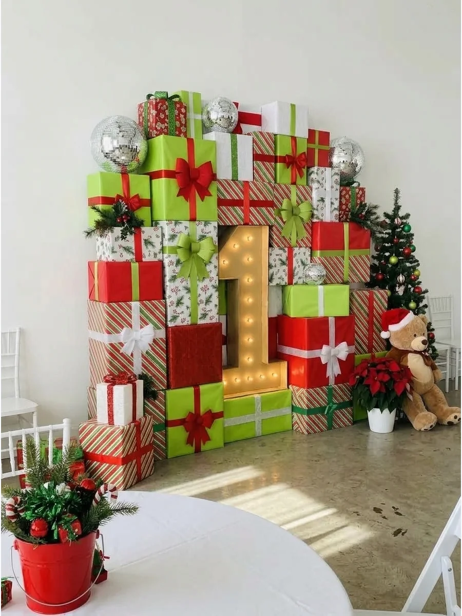 Wrapped Present Birthday Backdrop support view 1