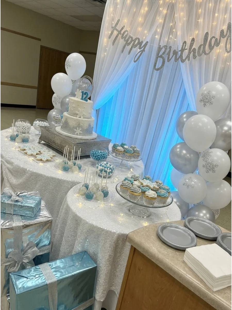 Winter Wonderland Christmas Birthday Party support view 1