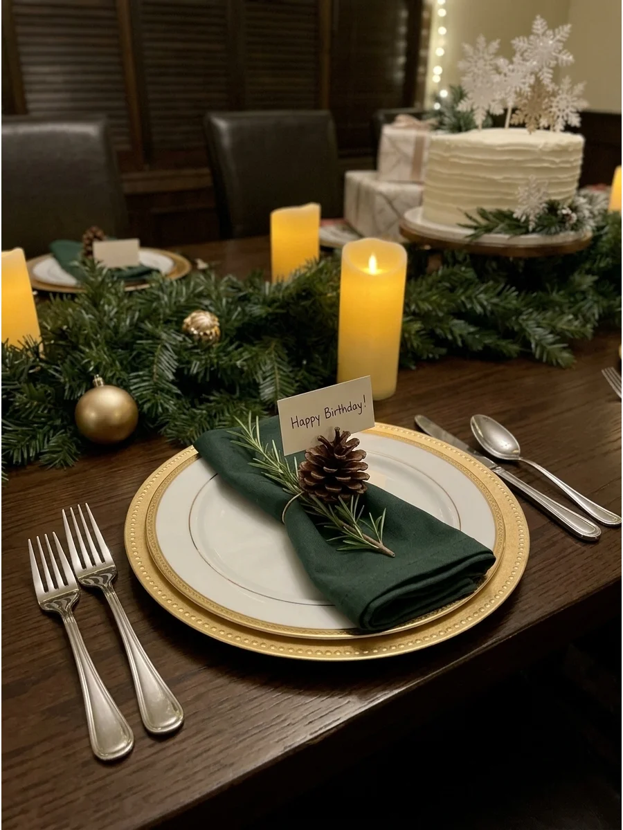 Cozy Christmas Birthday Dinner Party support view 1