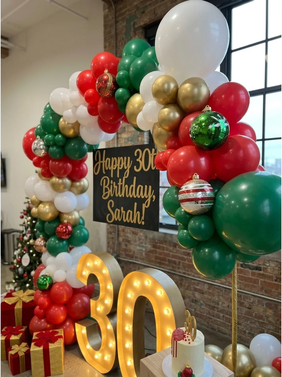 Christmas Birthday Balloon Arch support view 1