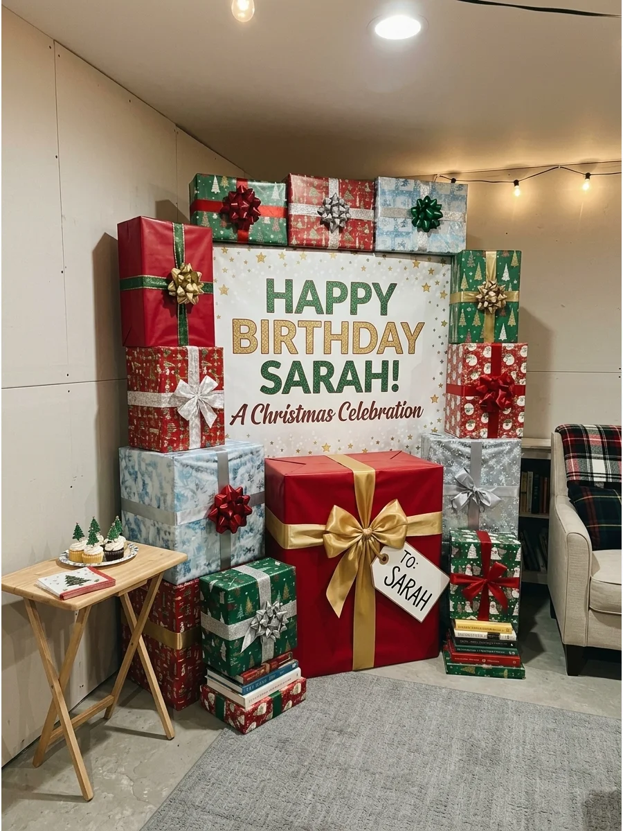 Giant Birthday Present Backdrop support view 1