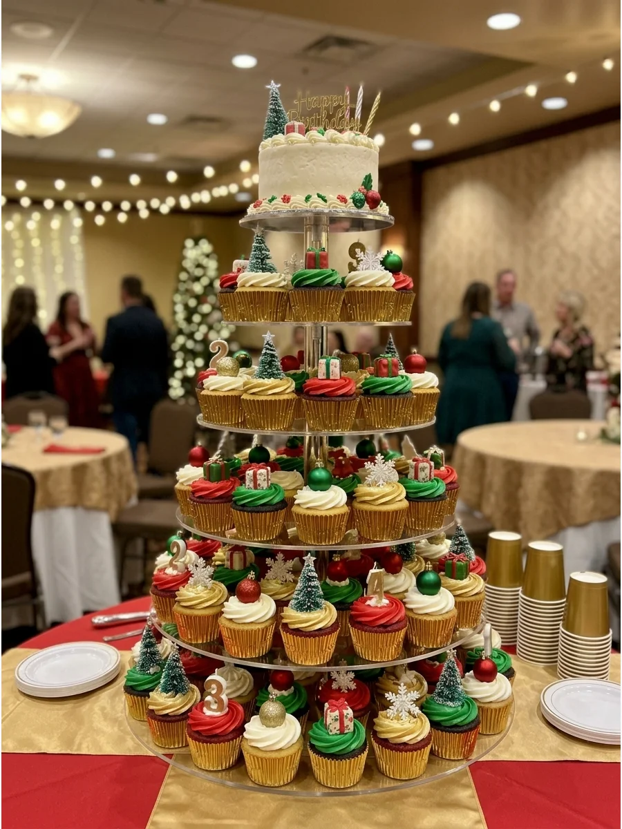 Christmas Cupcake Birthday Tower support view 1