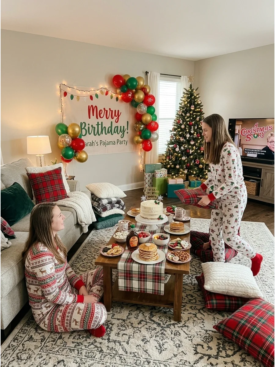 Christmas Pajama Birthday Party support view 1