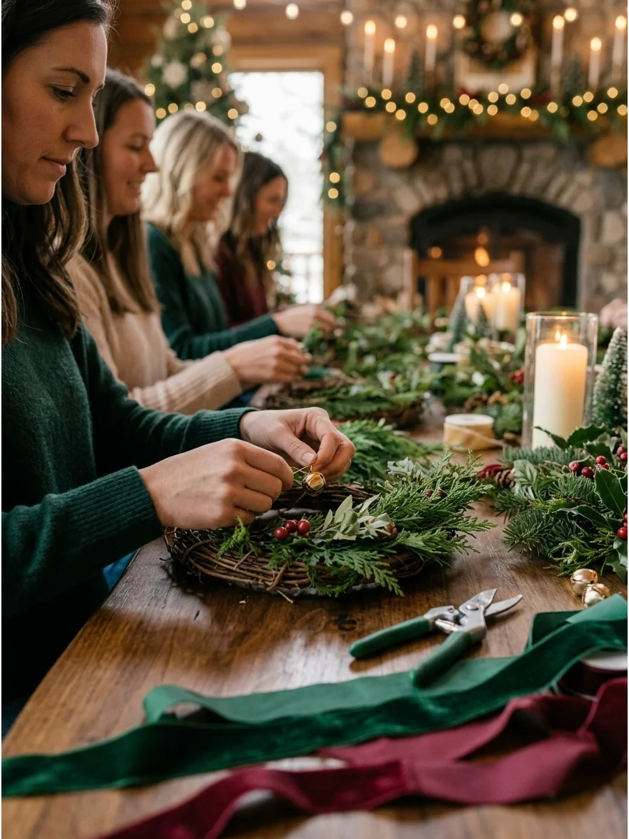 Bridal Shower Christmas Wreath Making support view 1