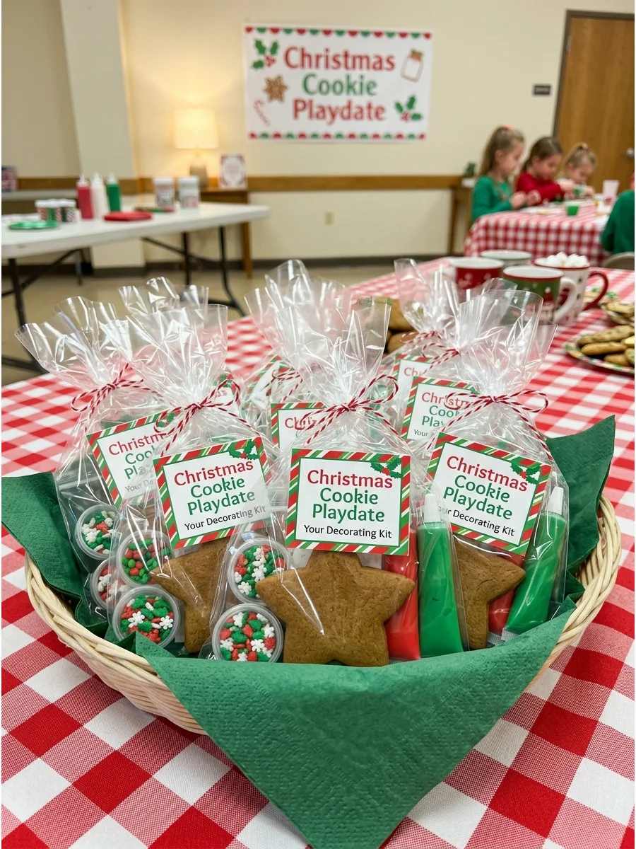 Wrapped Cookie Favors Christmas cookie decorating party ideas