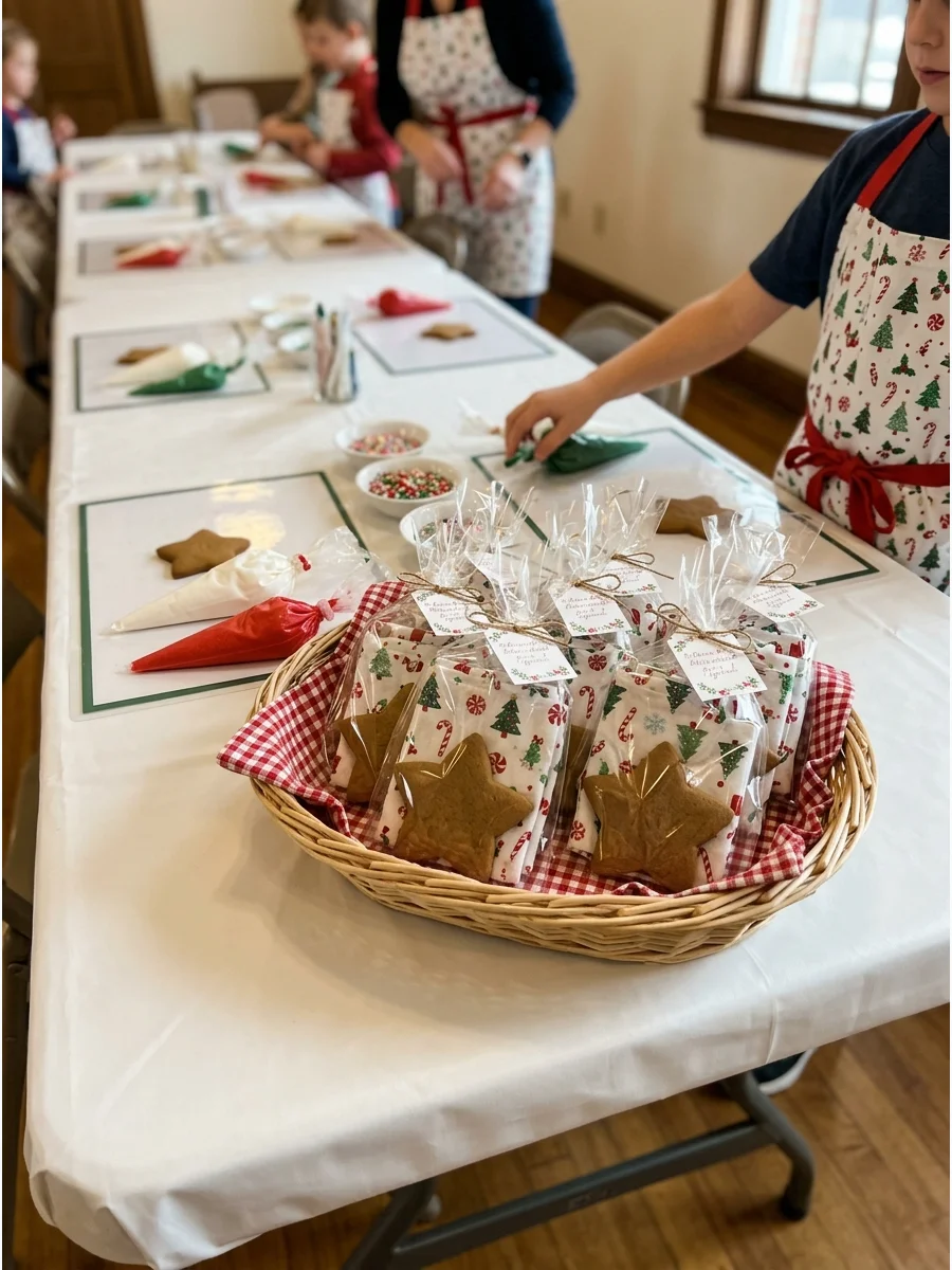 Wrapped Cookie Favors Christmas cookie decorating party ideas