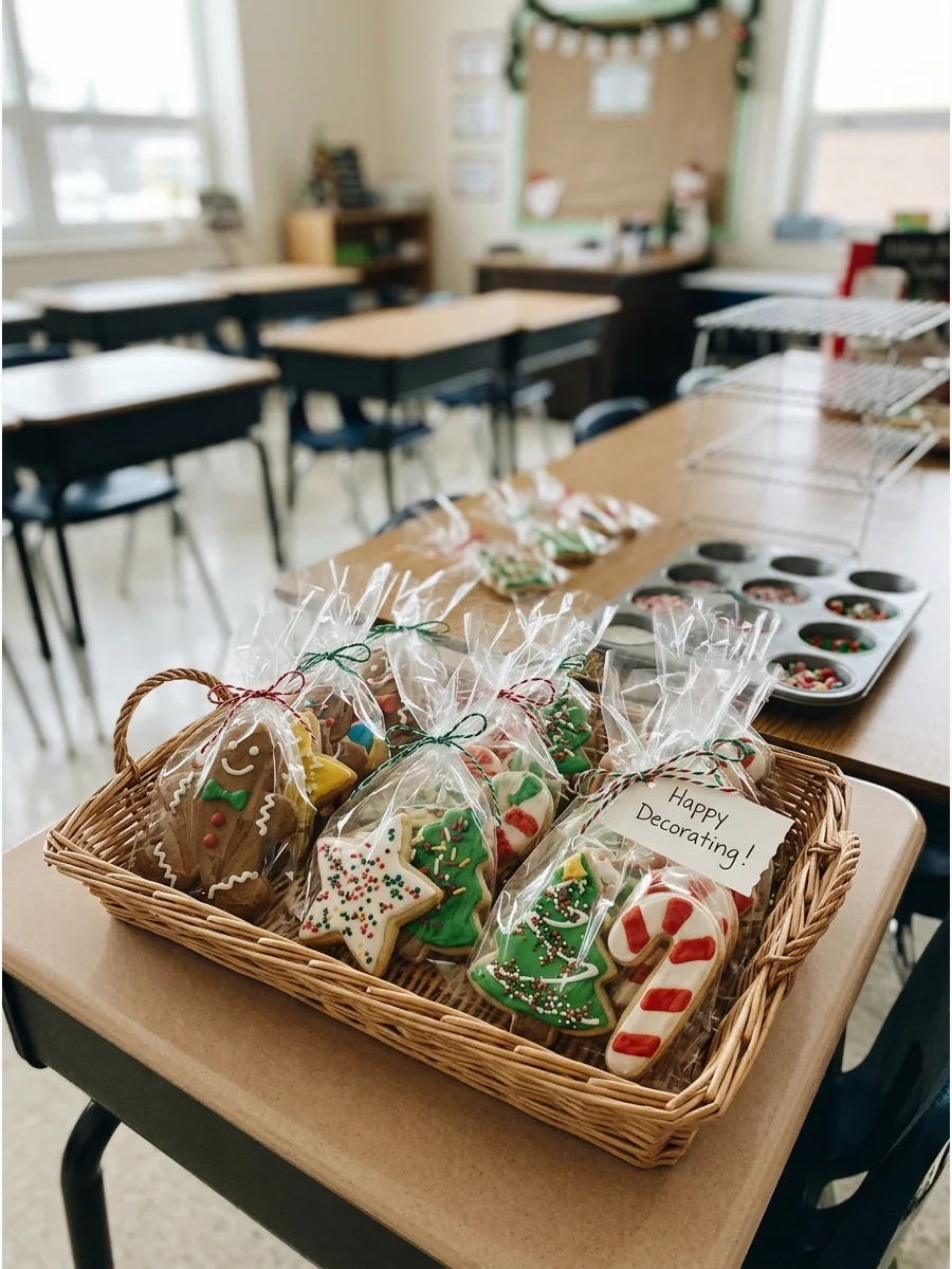 Wrapped Cookie Favors Christmas cookie decorating party ideas