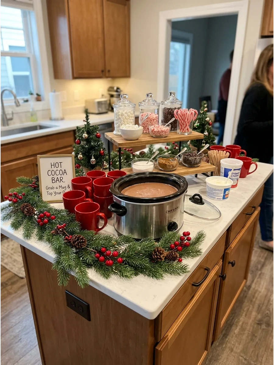 Simple Welcome Detail Christmas hot cocoa bar