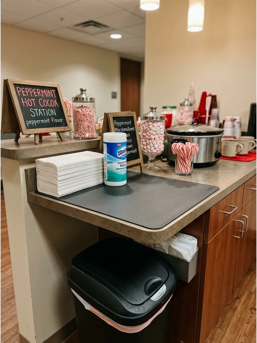 Simple Cleanup Station Christmas hot cocoa bar