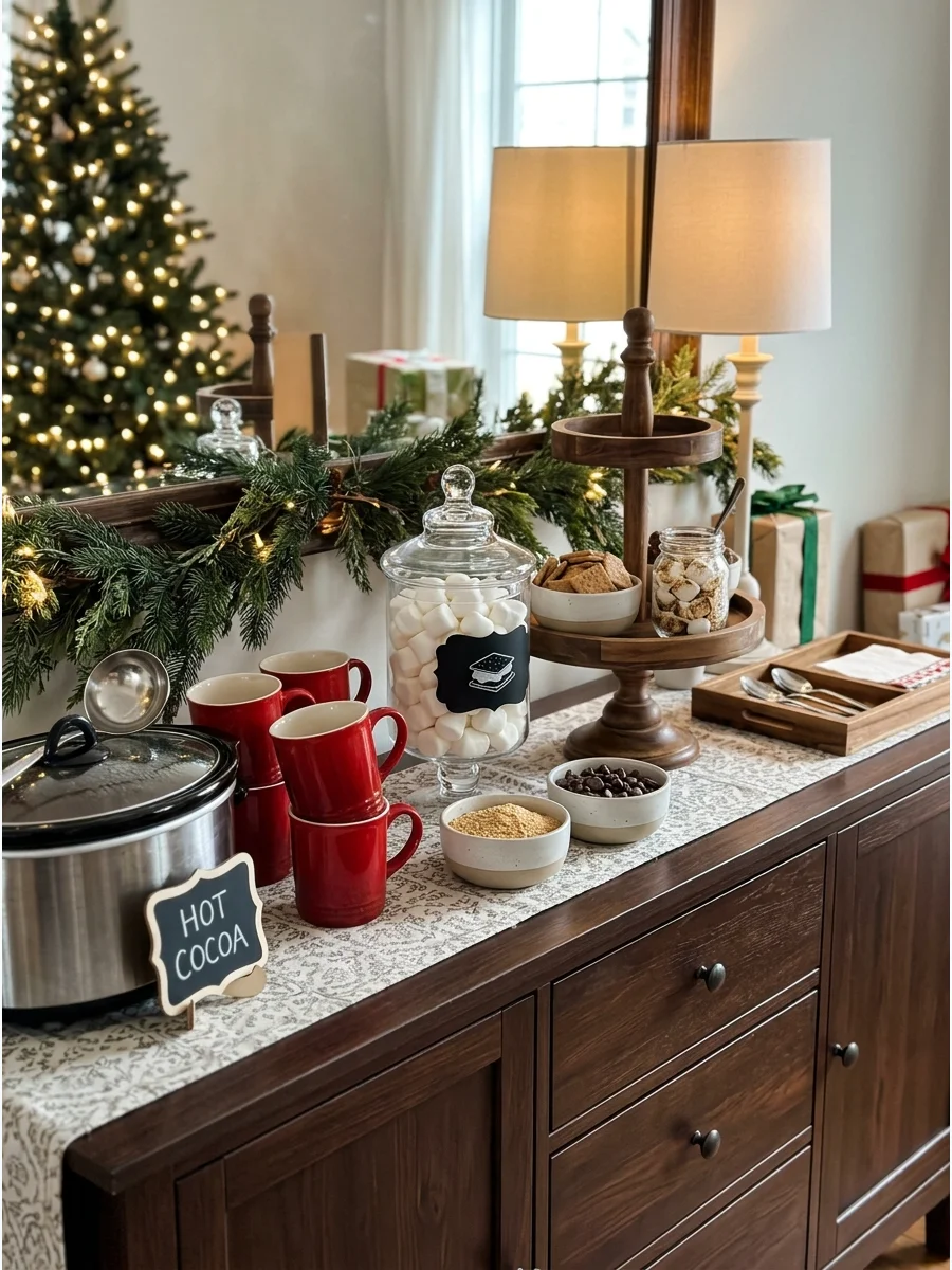 Main Party Table Christmas hot cocoa bar