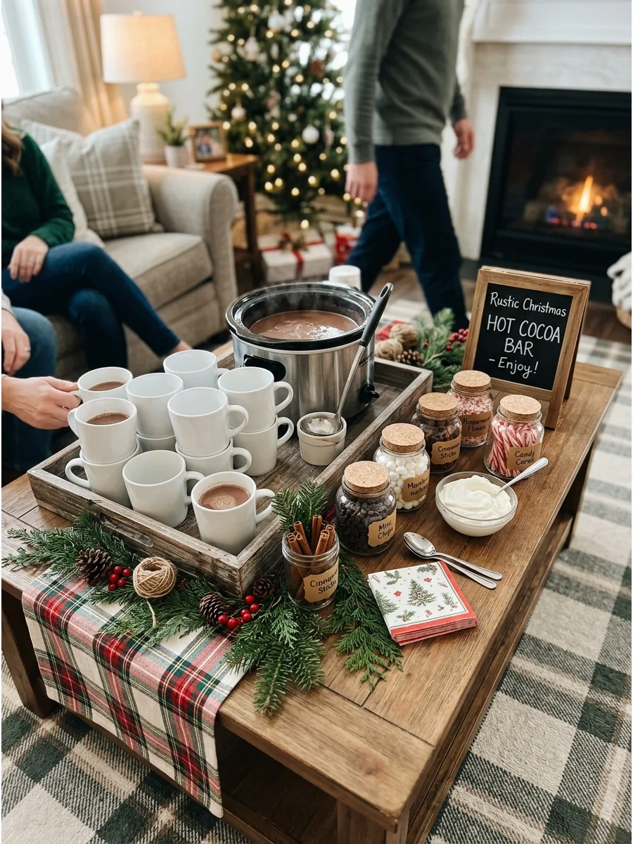 Comfortable Seating Plan Christmas hot cocoa bar