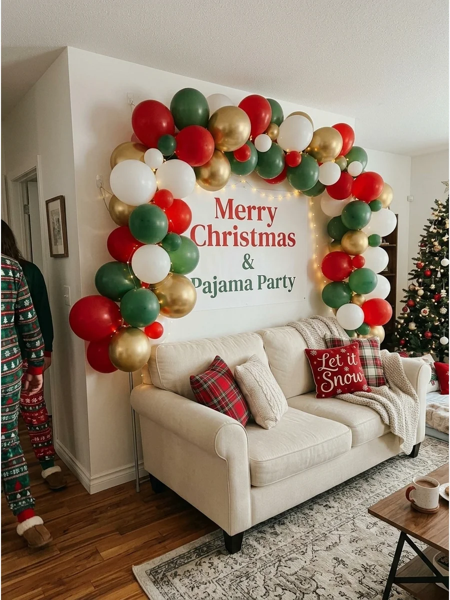 Christmas Pajama Party Balloon Backdrop support view 1