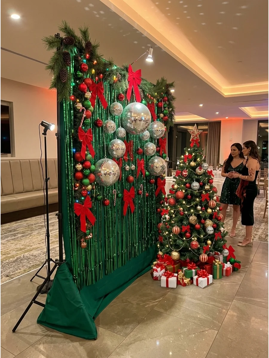 Christmas Disco Ball Backdrop support view 1