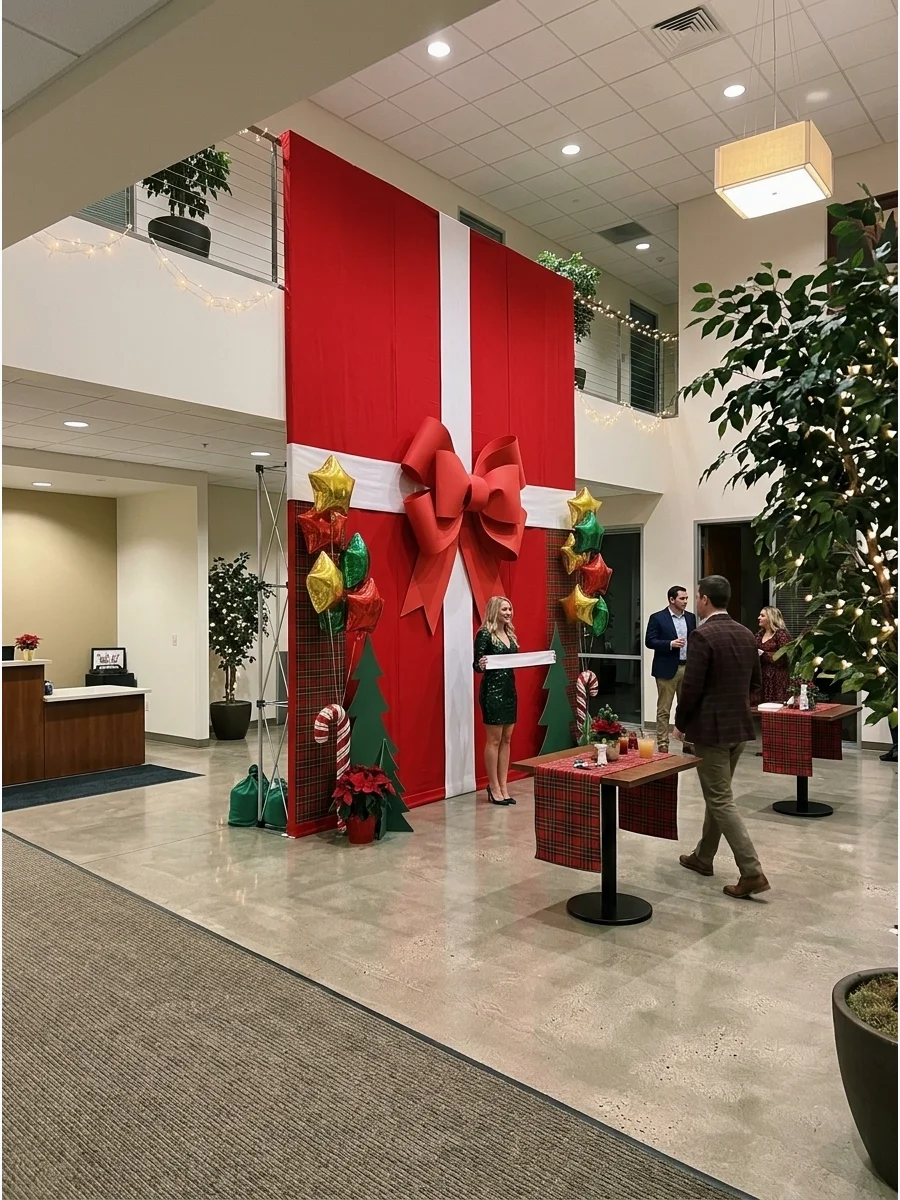 Giant Christmas Gift Box Backdrop support view 1