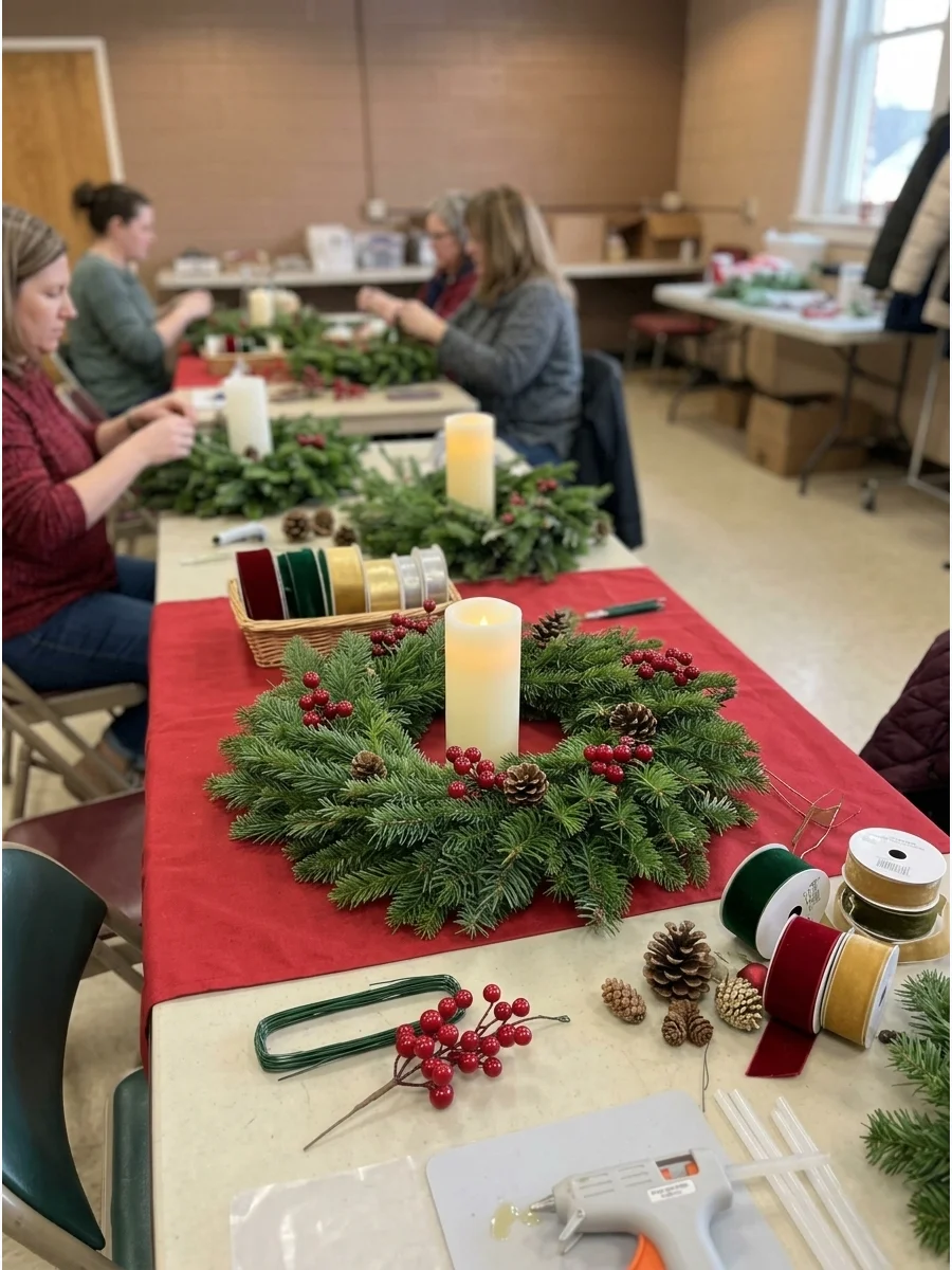 Christmas Wreath Candle Centerpiece support view 1