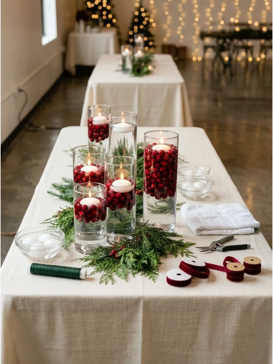 Cranberry Candle Centerpiece support view 1