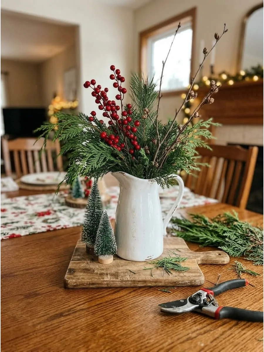 Farmhouse White Pitcher Centerpiece support view 1