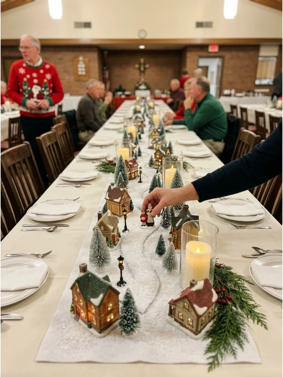 Mini Christmas Village Centerpiece support view 1