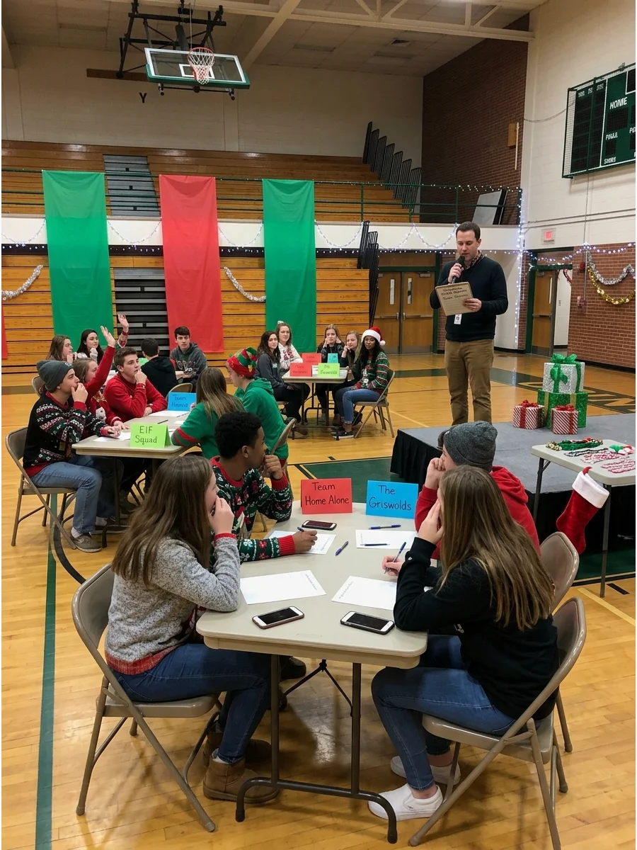 Teens participating in a movie trivia contest.