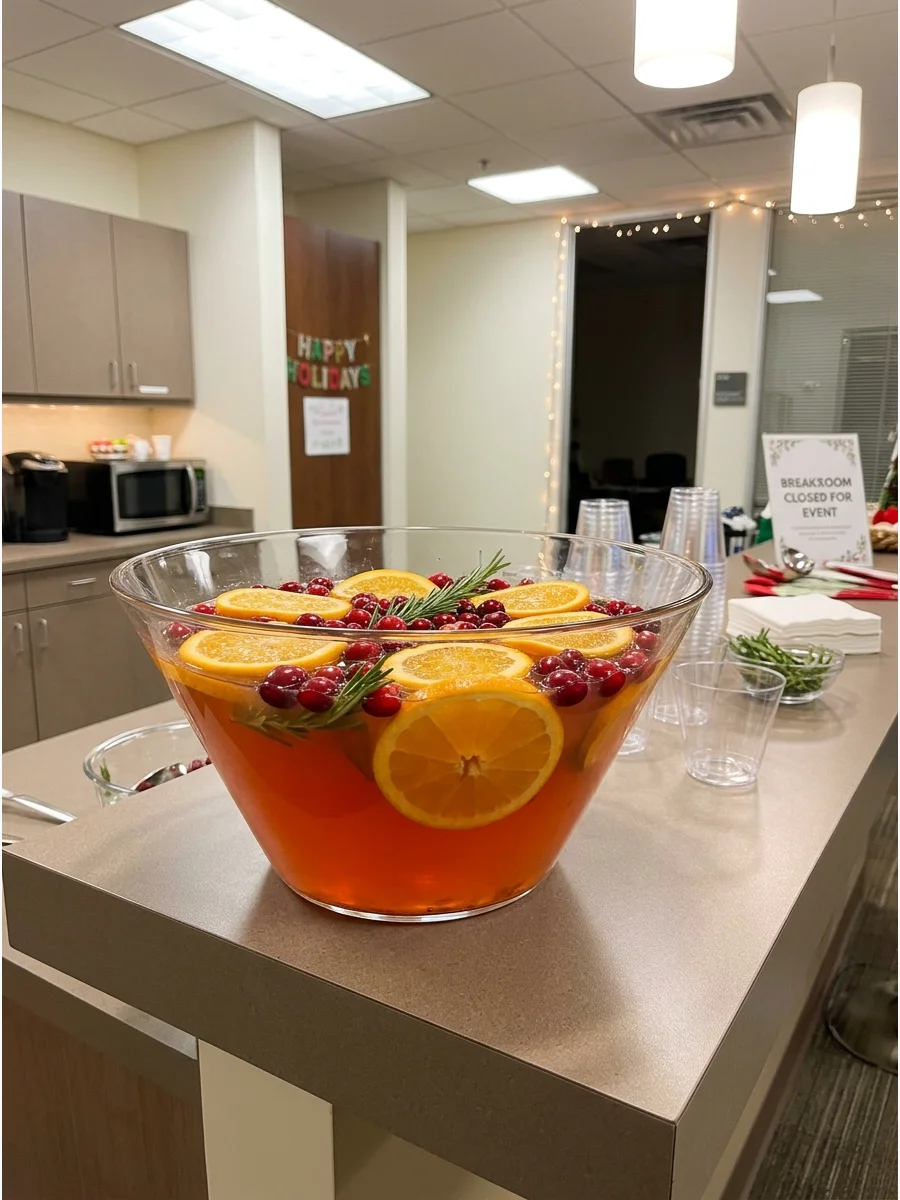 Cranberry orange prosecco punch with floating orange wheels.