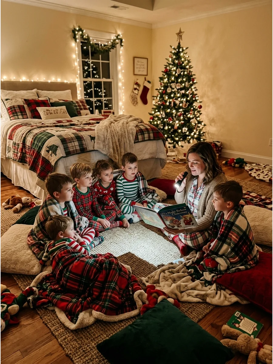 A group of children sitting in a circle for a holiday story.