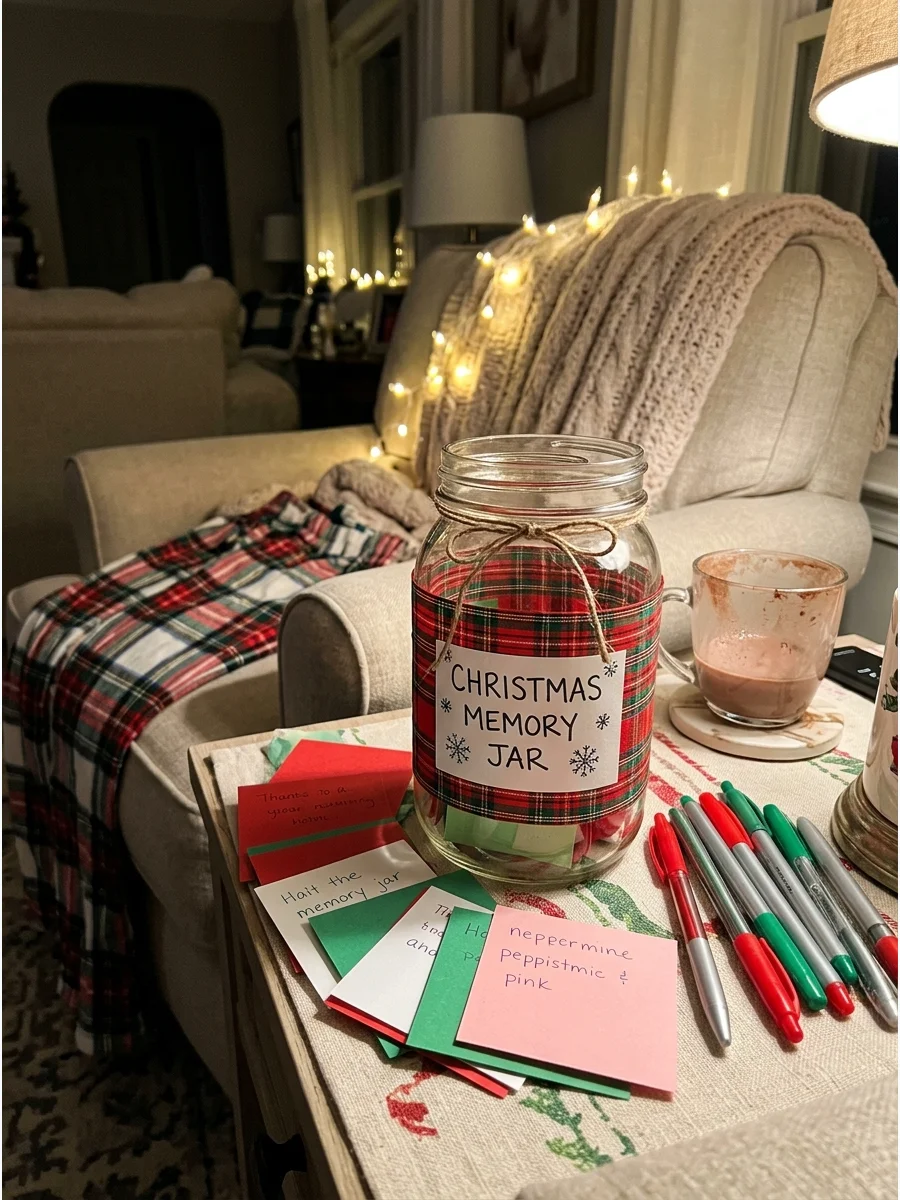 A decorated glass jar used for collecting party memories.