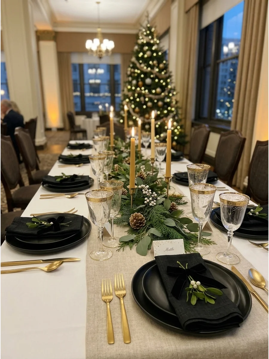 Black and Gold Christmas Table support view 1