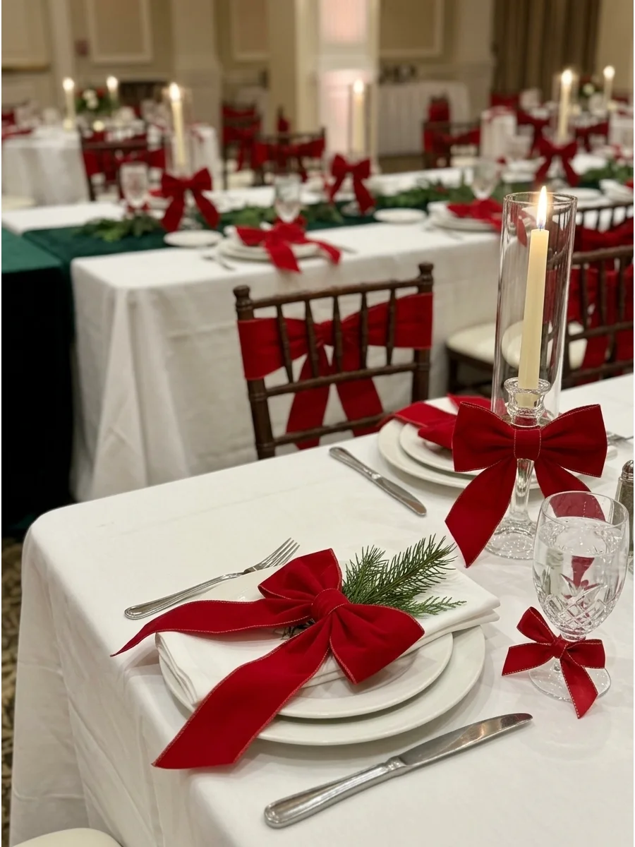Red Bow Christmas Table Setting support view 1