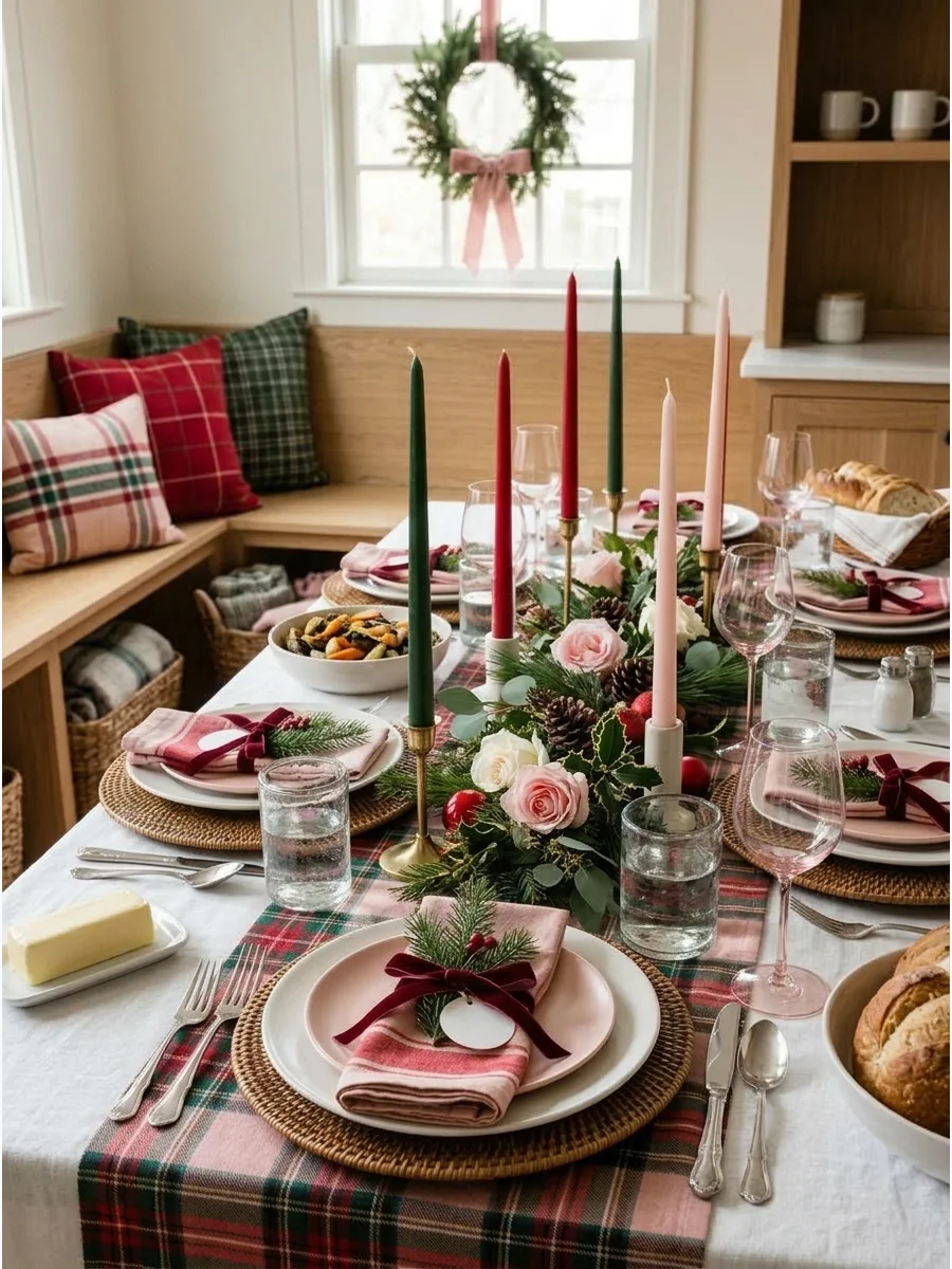 Pink Christmas Table Setting support view 1