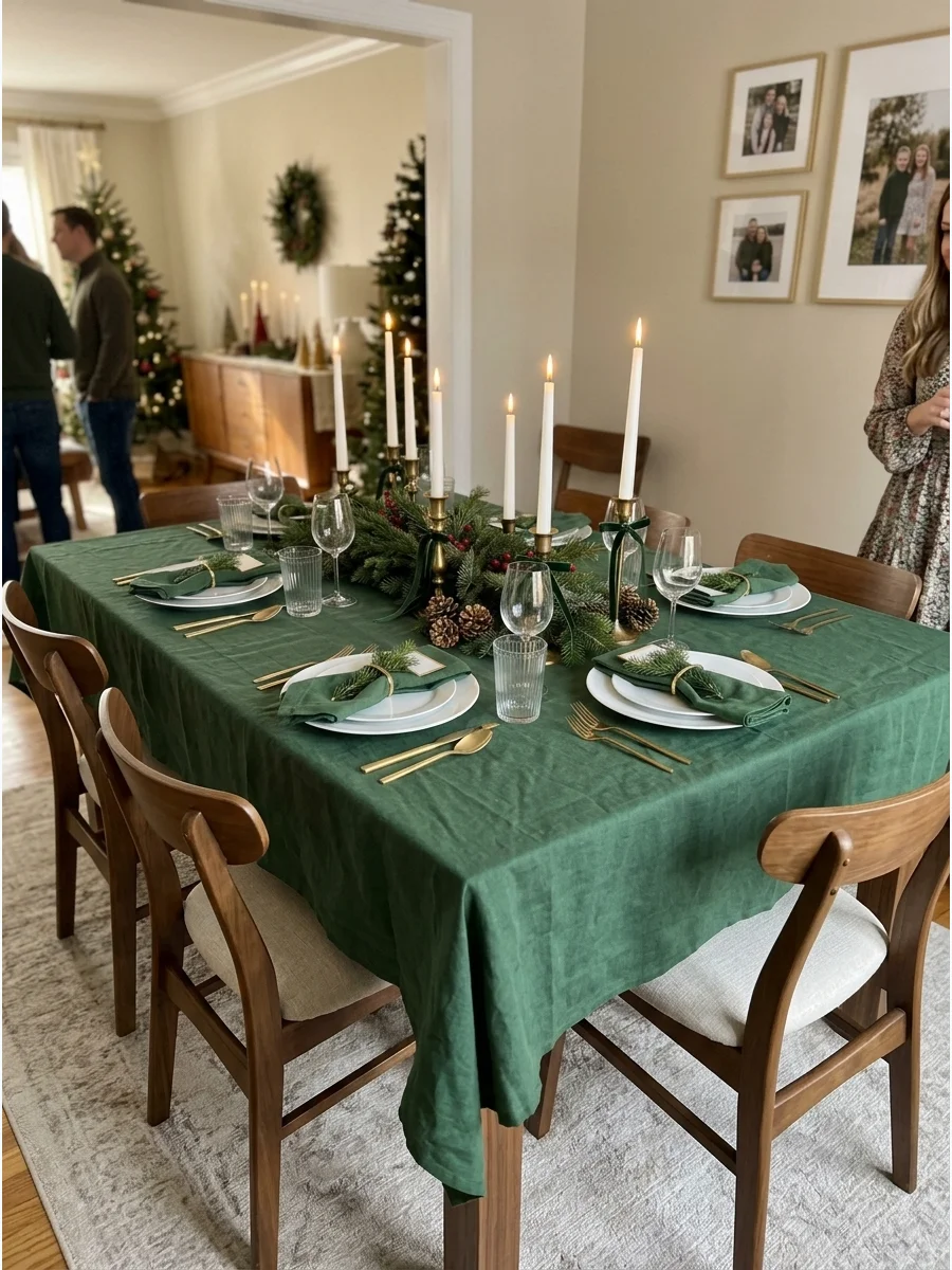 Green and Gold Christmas Table support view 1