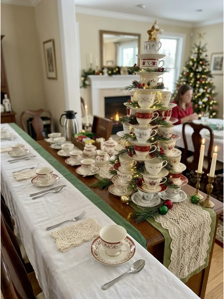 Christmas Teacup Tree support view 1