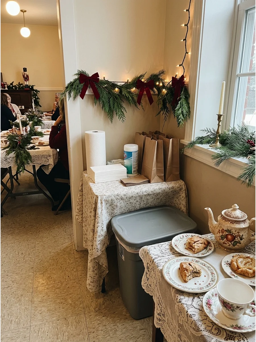 Simple Cleanup Station christmas tea party