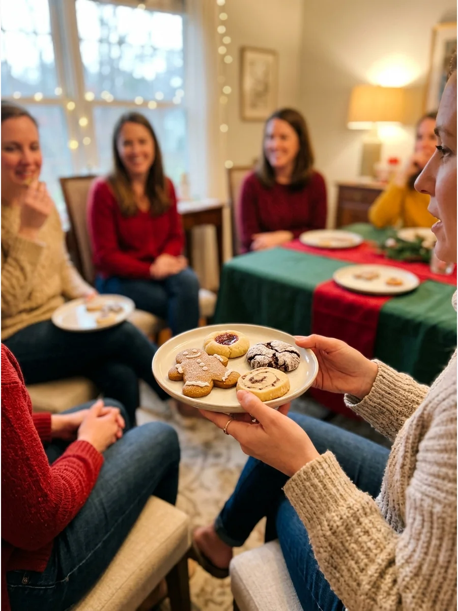 A group of people sitting in a circle sharing stories about their cookies.