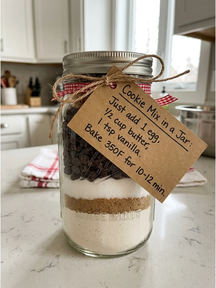 Layered cookie mix in a mason jar.