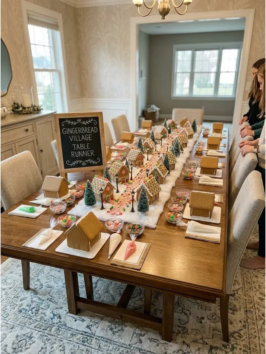 Gingerbread Village Table Runner support view 1