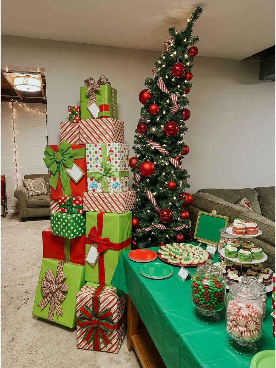 Giant Grinch Christmas Present Display support view 1