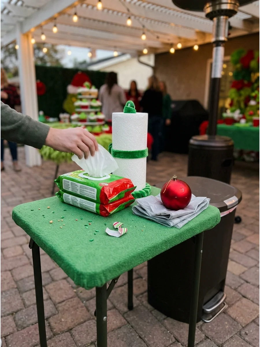 Simple Cleanup Station grinch party ideas