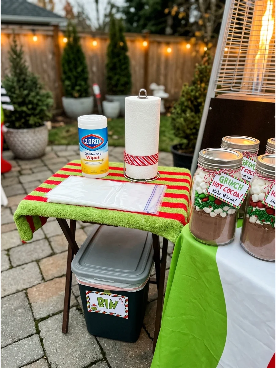Simple Cleanup Station grinch party ideas