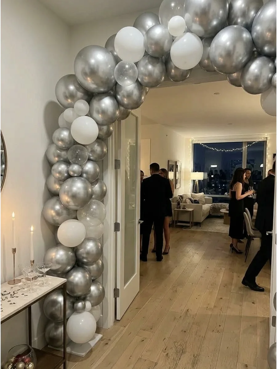 Silver Chrome Balloon Arch support view 1