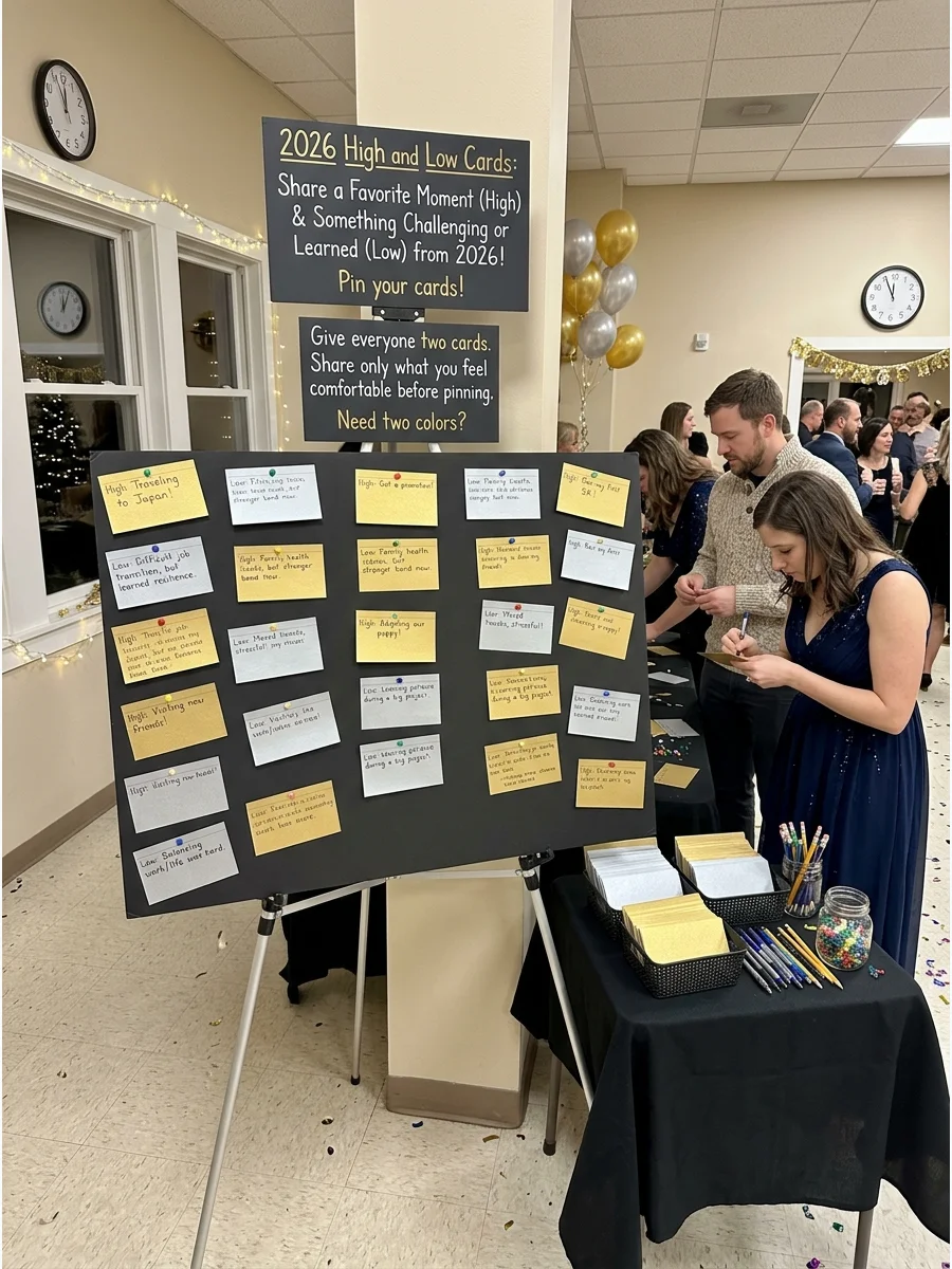 A display board showing guests' reflections on the past year.