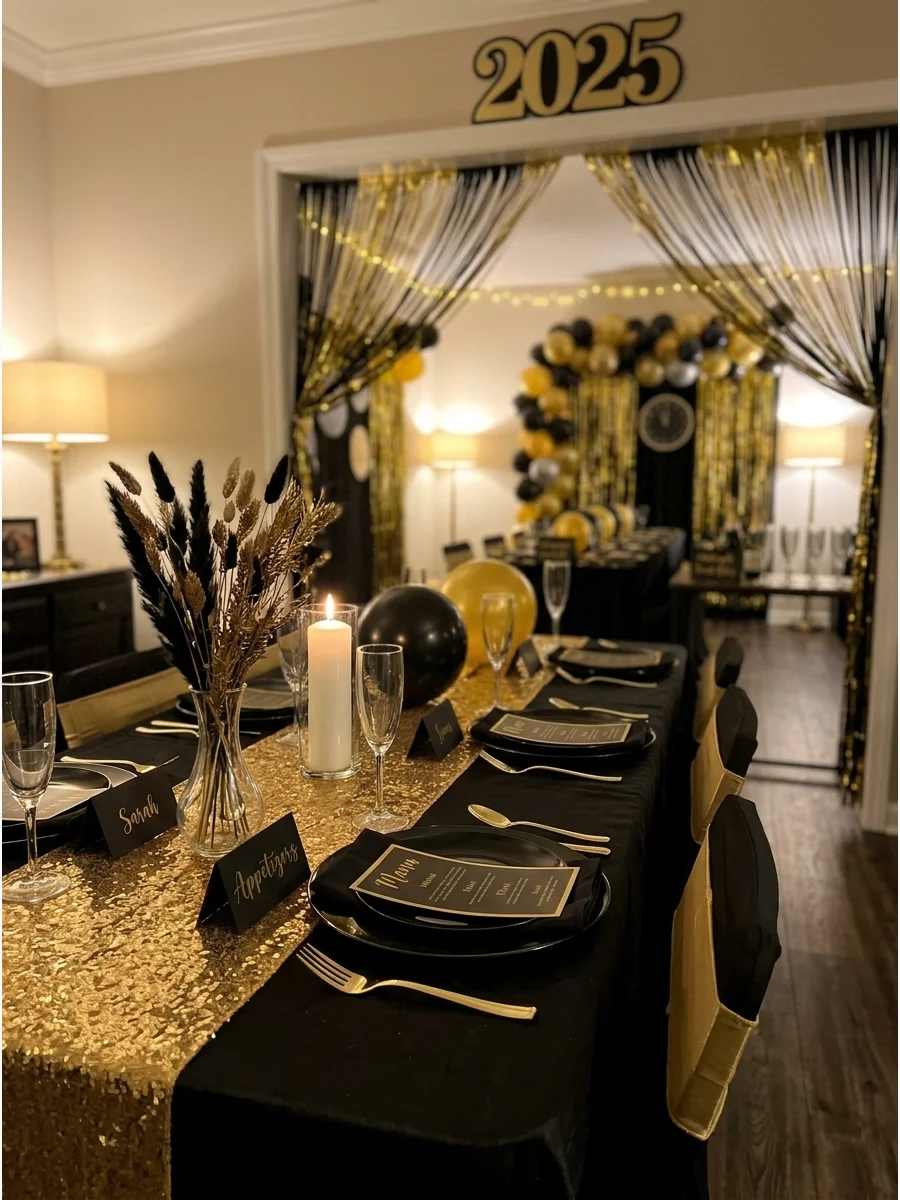 Black and Gold New Years Eve Party support view 1